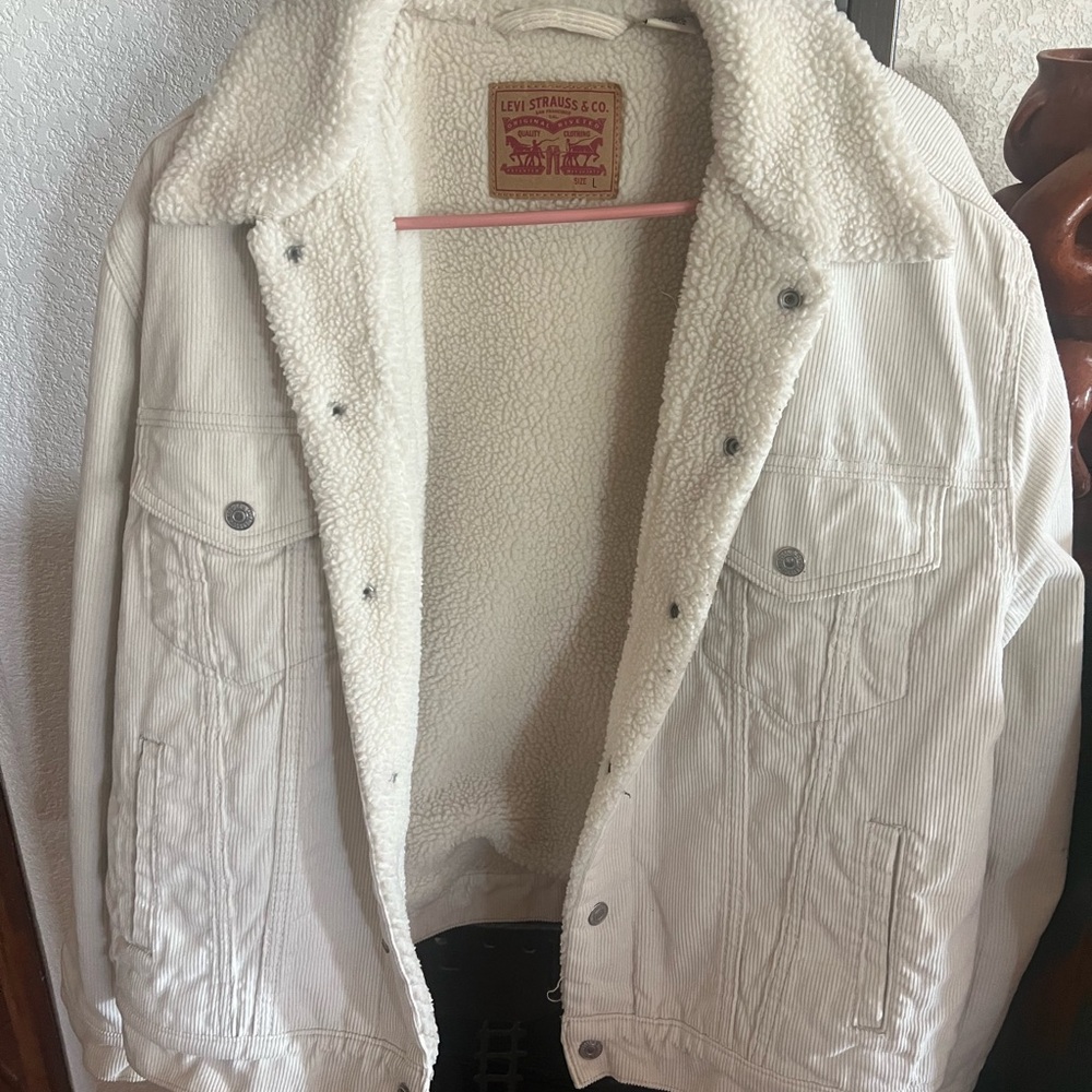 Levi's White Sherpa-Lined Jacket